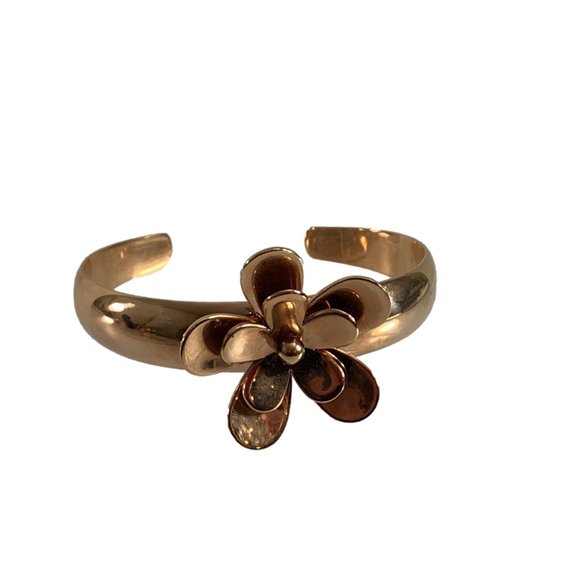 Michael Kors Open Cuff Bracelet Flower Power Rose Gold Stainless Steel - Picture 8 of 8